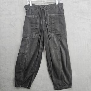 Free People We The Free Black Barrel Jeans Utility Cargo Pants XS